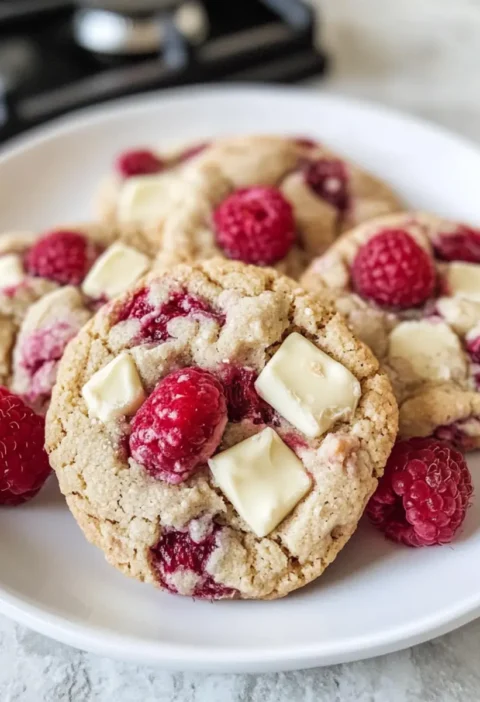 Himbeer-Kekse mit weißer Schokolade